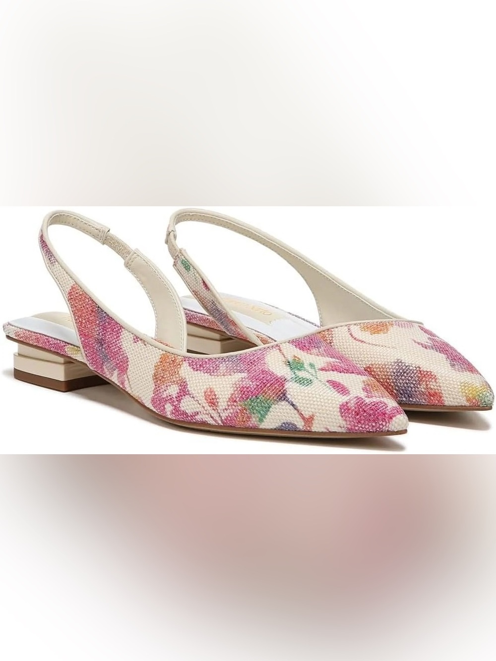 Franco Sarto Riva Tyra White Multi Floral Slingback Flats. Women’s 7.5